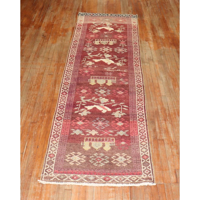 Pigeon Vintage Turkish Anatolian Runner - 3'1" x 11'3" For Sale - Image 4 of 18