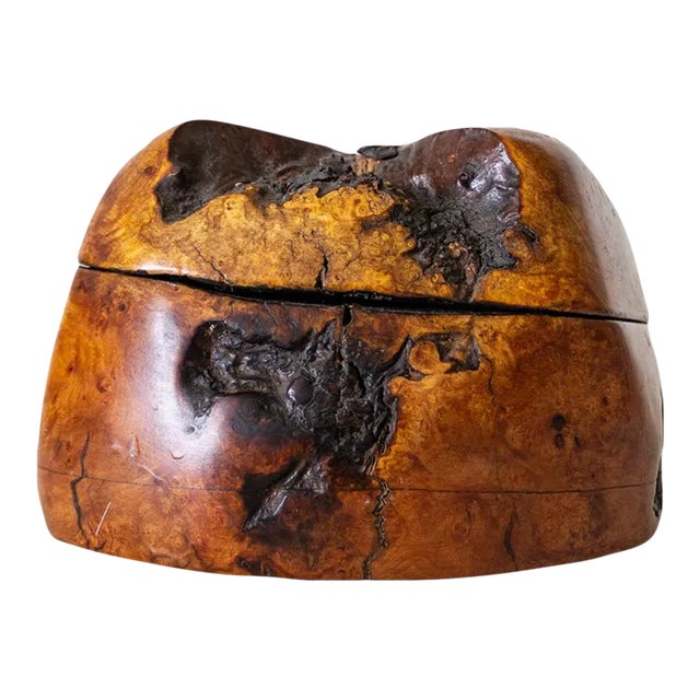 Postmodern Brutalist Burlwood Trinket or Jewelry Box For Sale