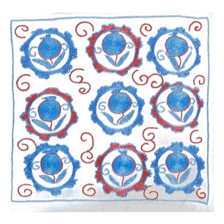 New Silk Hand Embroidered Suzani Textile Cushion Cover, Uzbek Sham. 17"x17" For Sale