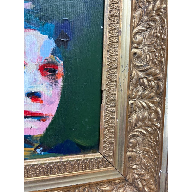2025 Abstract Oil Portrait Painting in Vintage French Frame For Sale - Image 10 of 12