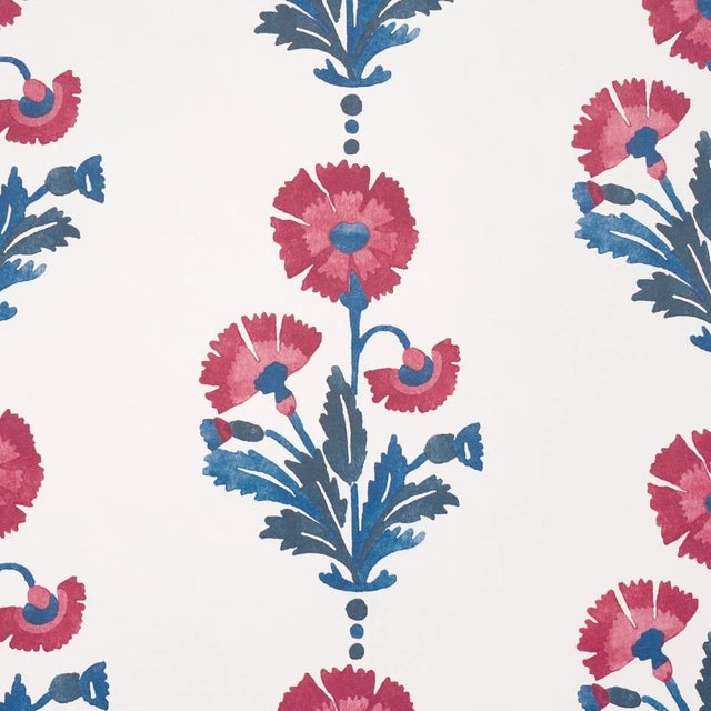 Contemporary Schumacher x Molly Mahon Dianthus Print Wallpaper In Indigo & Iron For Sale - Image 3 of 4