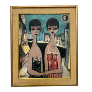 1950's Midcentury Fauvist Bathers O/C Painting by Nicholas Takis (1903-1965)