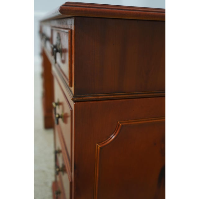 Reprodux English Style Leather Top Yew Wood Desk For Sale - Image 15 of 18