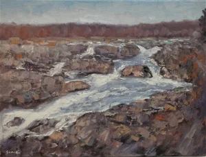 Sean Wu Original Realist Oil Landscape of Potomac River in Maryland