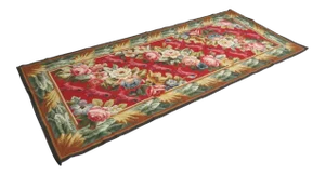 Late 20th Century French Aubusson Red Wool Runner Rug