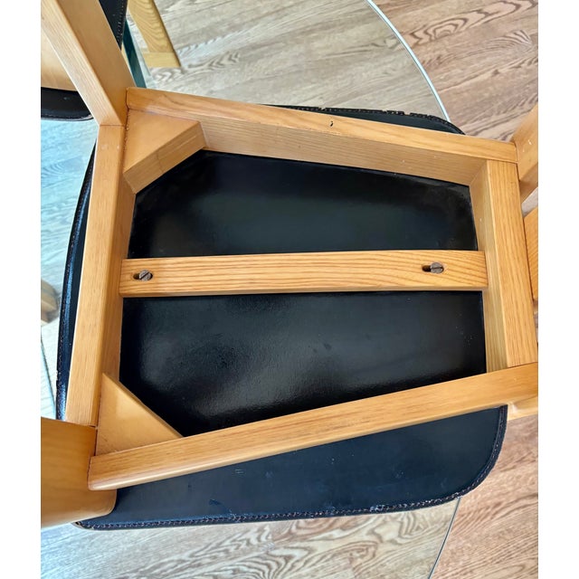 1980s Vintage Italian Wood and Brown Leather Chairs - In the Style of Pietro Costantini-Set of 4 For Sale - Image 16 of 18