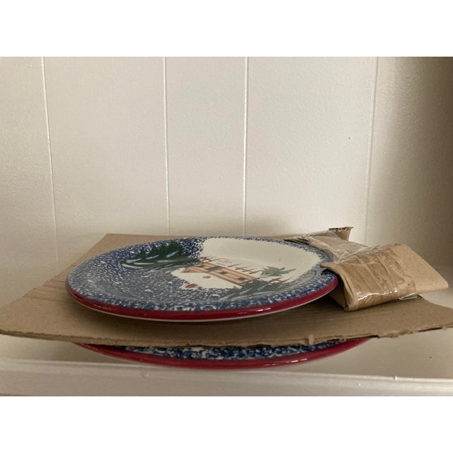 1980s Cook’s Bazaar Gourmet Collection 2-Tiered Serving Tray “Holly Mountain Lodge” Pattern For Sale - Image 9 of 11