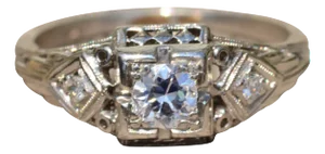 The Wildwood: Art Deco Engagement Ring set with Diamonds in Platinum