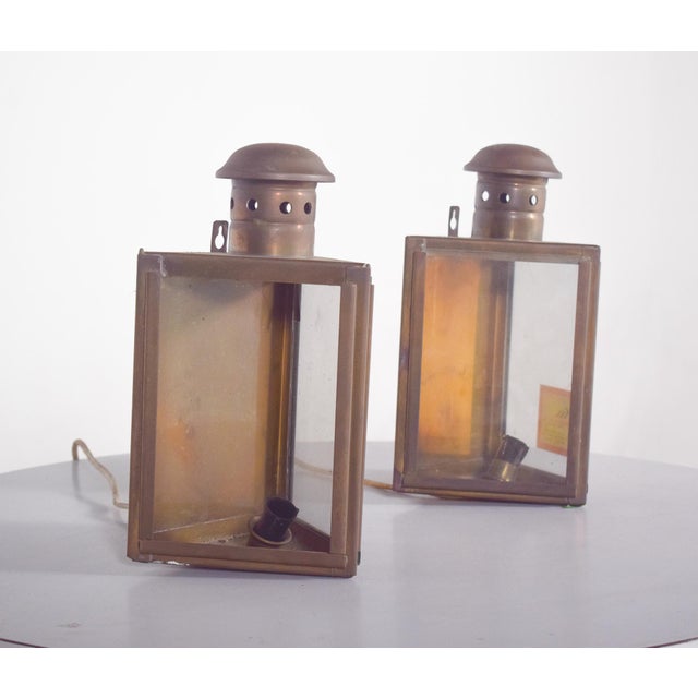 Brown Danish Copper and Glass Street Lanterns, 1950 For Sale - Image 8 of 9