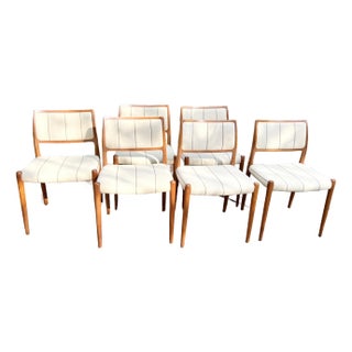 1960s Mid Century Modern Niels Moller Model 80 Teak Chairs- Set of 6 For Sale