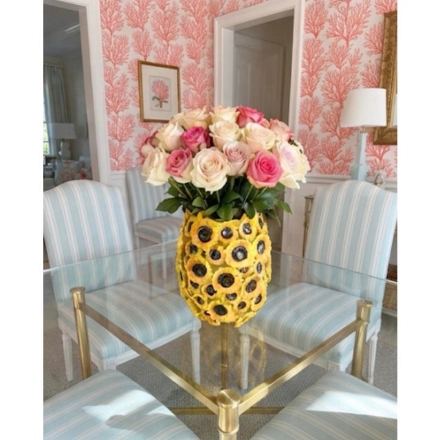 Vintage Majolica Sunflower-Adorned Ceramic Vase For Sale - Image 11 of 12