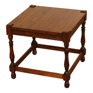 William & Mary Style Oak Square Top Taboret Side Table