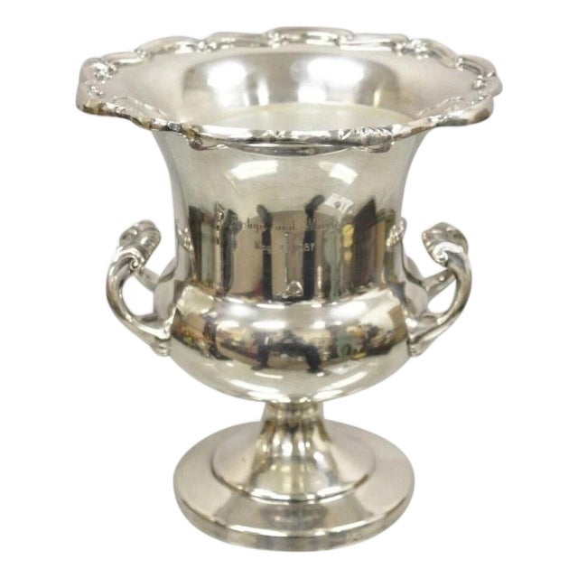 Late 20th Century Fb Rogers Silver Plated Trophy Cup Champagne Wine Chiller Ice Bucket - Engraved For Sale