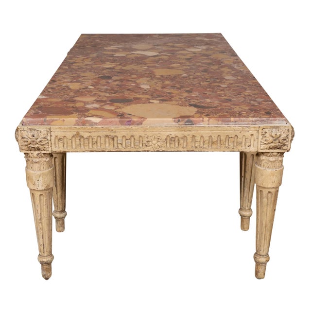 Brown Louis XVI Style Gray Painted Coffee Table For Sale - Image 8 of 12