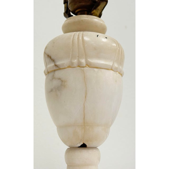 Antique Mid Century Italian Carved Alabaster Urn Table Lamp For Sale - Image 13 of 14