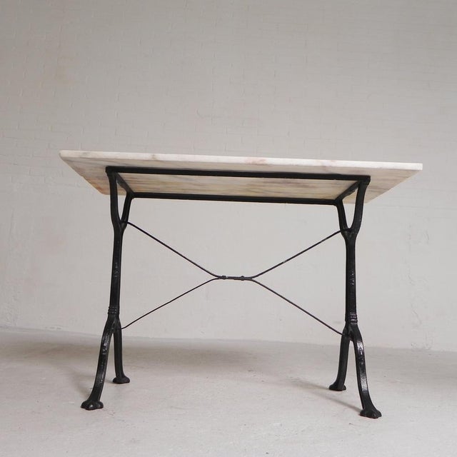 1930s Bistro Table with Marble Top and Cast Iron Frame, Paris, France, 1930s For Sale - Image 5 of 18