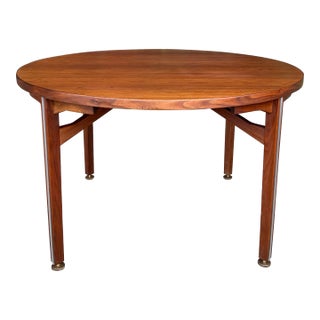 Mid Century Modern Jens Risom Walnut and Aluminum Dining Table For Sale