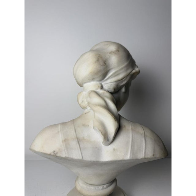 Sculpture Bust of Young Woman, 1800s, Marble For Sale - Image 12 of 15
