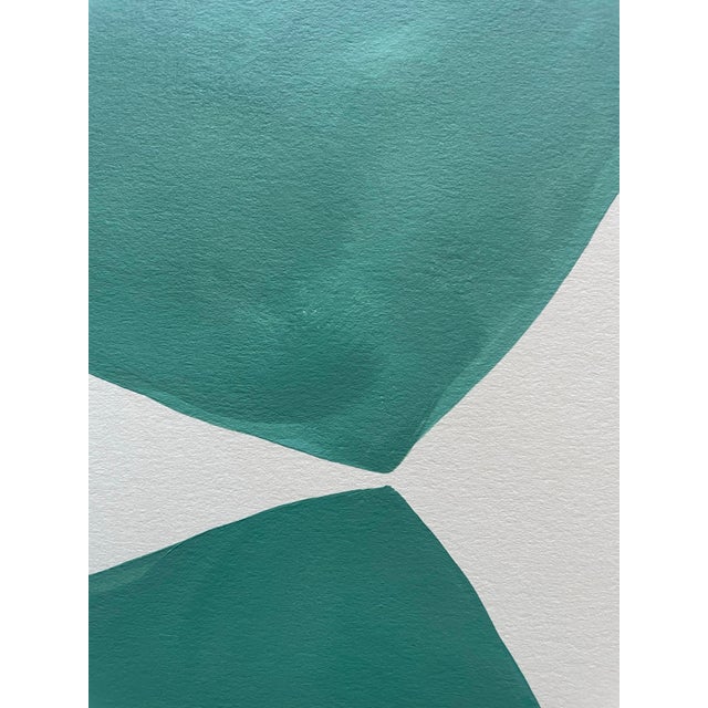 Abstract minimalist acrylic painting on French hand crafted cotton paper. Framed in a gold frame. All works on paper are...