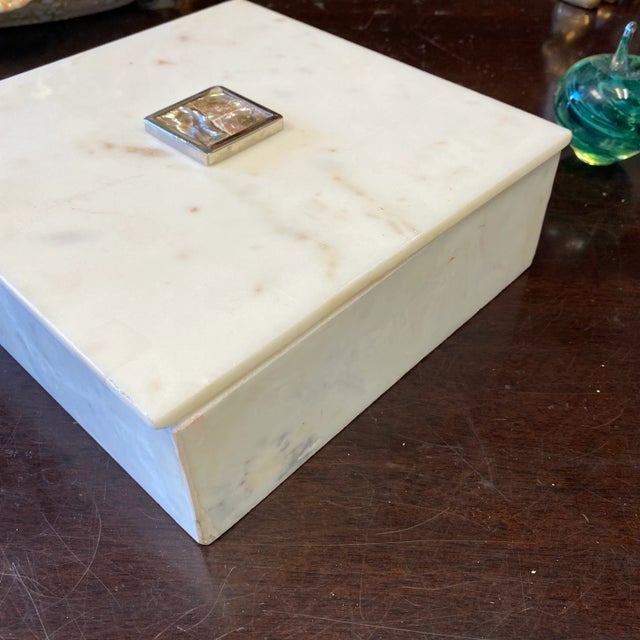 1990s Large Heavy Marble Box With Mother of Pearl Details For Sale In Atlanta - Image 6 of 7