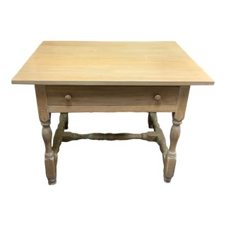 Mid 20th Century Trestle Base Bleached Wood Tavern Table For Sale