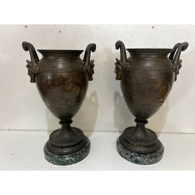 Patinated Spelter Vases, 19th Century, Set of 2 For Sale - Image 8 of 12
