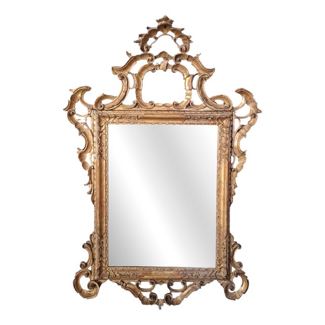 Antique Carved Wooden Framed Mirror, 1800s For Sale