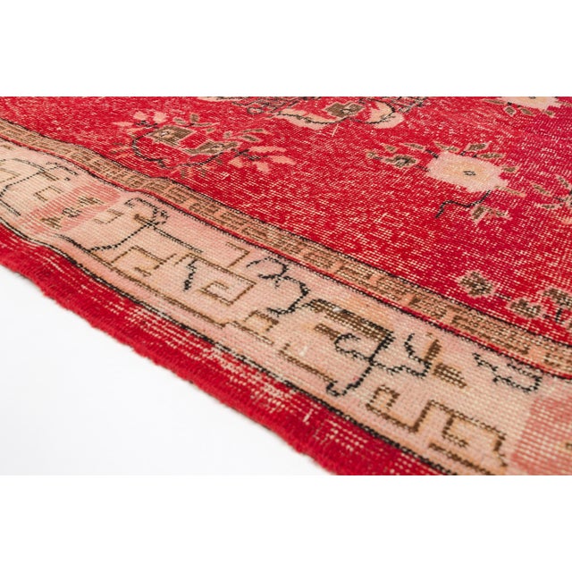 Red Antique Oushak Wool Carpet For Sale - Image 4 of 10