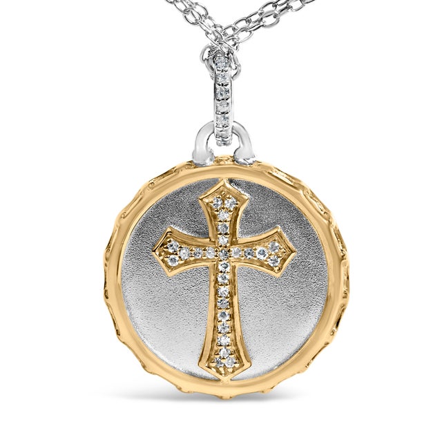 Unveil your spiritual elegance with the sublime shimmer of this medallion pendant necklace, a resplendent union of faith...