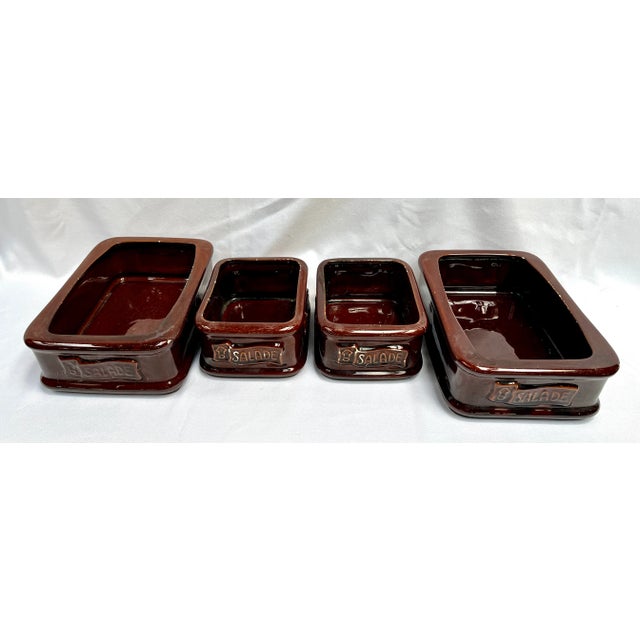 French Ceramic Salad Serving Set of 4 For Sale - Image 4 of 11