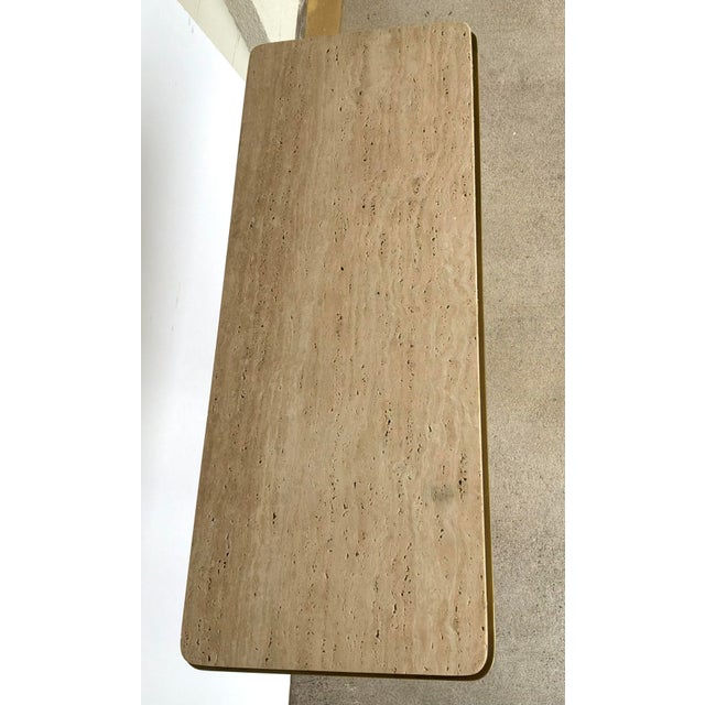 2020s Revelation Modern Travertine About Turn Console Table For Sale - Image 5 of 5