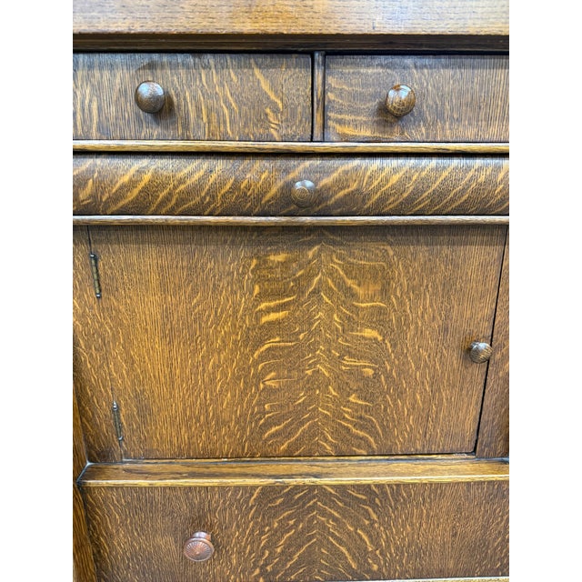 Antique Empire Quarter Sawn White Tiger Oak Sideboard Server Buffet For Sale - Image 11 of 13