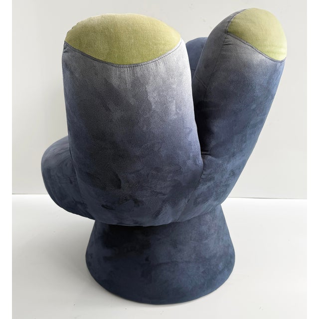 Late 20th Century Original Blue Vintage Ballpark Upholstered Hand Lounge Chair For Sale - Image 4 of 9