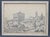 A beautiful pair of early 19th-century ink wash drawings on paper, depicting elegant architectural views of palaces or...