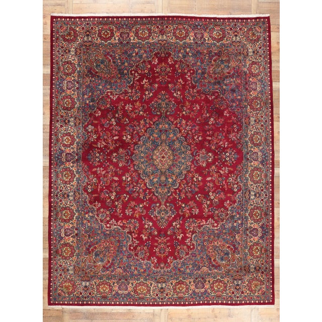 Late 20th Century Vintage Red Persian Kerman Rug - 10'00 X 12'10 For Sale - Image 9 of 9