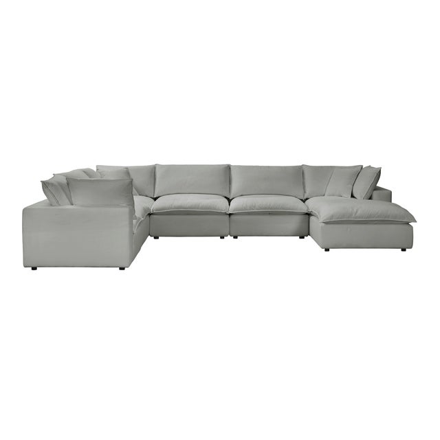 Wood Cali Slate 7-Piece Performance Fabric Modular Large Chaise Sectional For Sale - Image 7 of 7