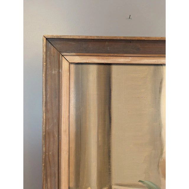 Mid-Century Modern "Floral & Figurine" Swedish Vintage Still Life Oil Painting, Framed For Sale - Image 4 of 12