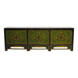 Vintage Green 96 Inch Long Sideboard For Sale