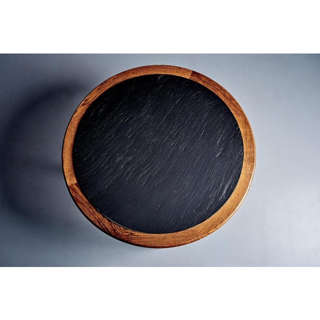 1970s Oak Table with Slate Top and Tapered Legs, France, 1970s For Sale - Image 5 of 11