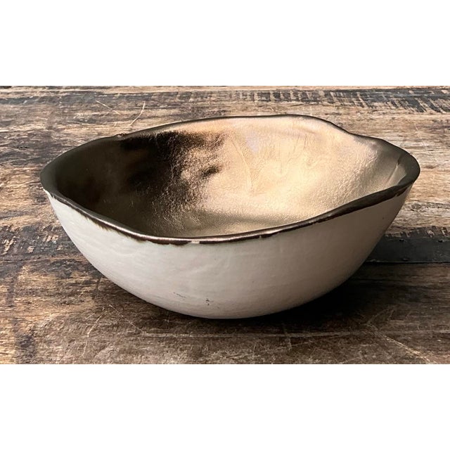Vintage Slab Built Bronzed Studio Pottery Bowl For Sale - Image 12 of 12