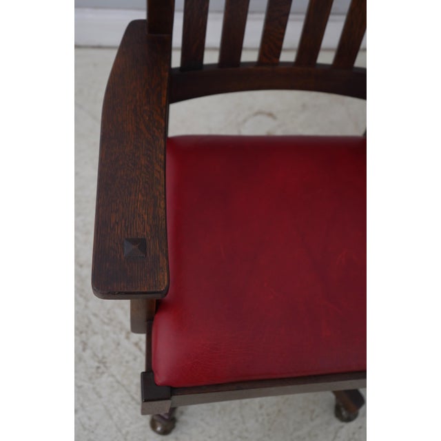 Stickley Mission Oak Leather Office Chair For Sale - Image 13 of 18