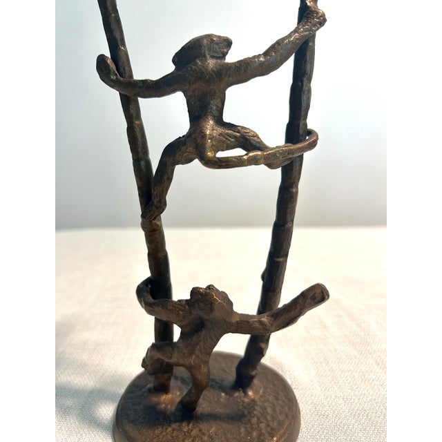 Mid-Century Modern MCM Cast Iron Andrea by Sadek Monkeys and Palm Trees Candlestick Holder For Sale - Image 3 of 7