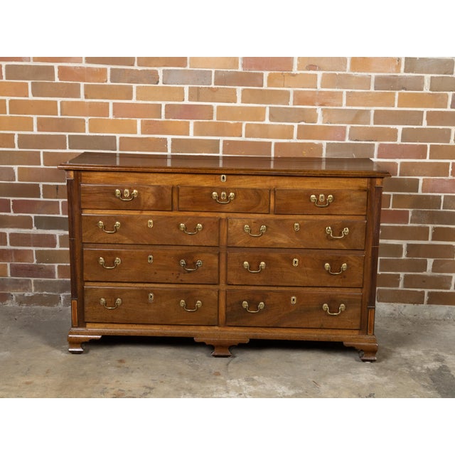 19th Century English Walnut 19th Century Flip Top Sideboard with Drawers and Brass Hardware For Sale - Image 5 of 12