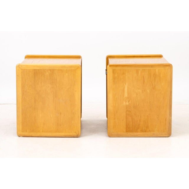 Modern Walnut and Rattan Nightstands, Pair For Sale In New York - Image 6 of 8