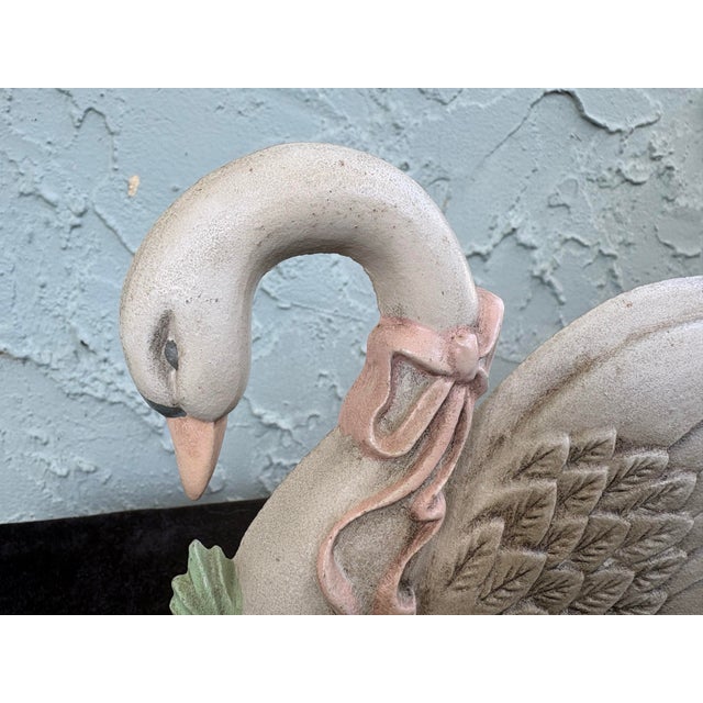 Vintage Midwest Taiwan Painted Swan Doorstop/Bookend For Sale - Image 9 of 9