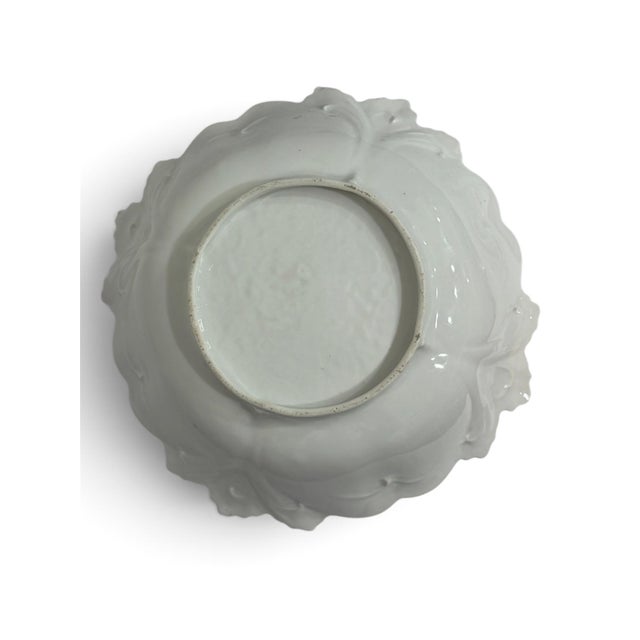 1980s Floral Porcelain Scalloped Bowl With Pink & Green Petal Design and Gold Gilt Trim For Sale - Image 5 of 7