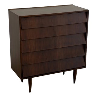 1960s Louvered Walnut Highboy For Sale