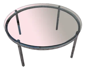 Round Coffee Table with Chromed Metal Frame and Smoked Glass Top, 1970s