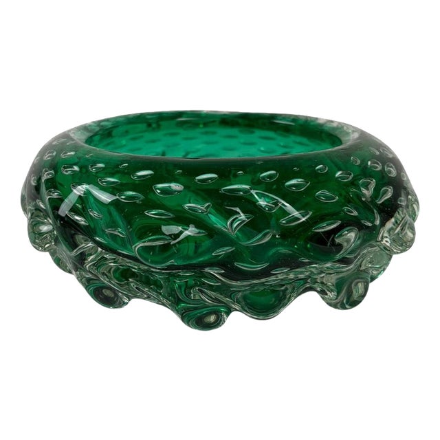 Emerald Green Murano Glass Ashtray, 1970s For Sale