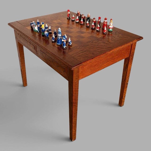 Wood Vintage French Oak Chess and Games Table with Storage Drawer For Sale - Image 7 of 7